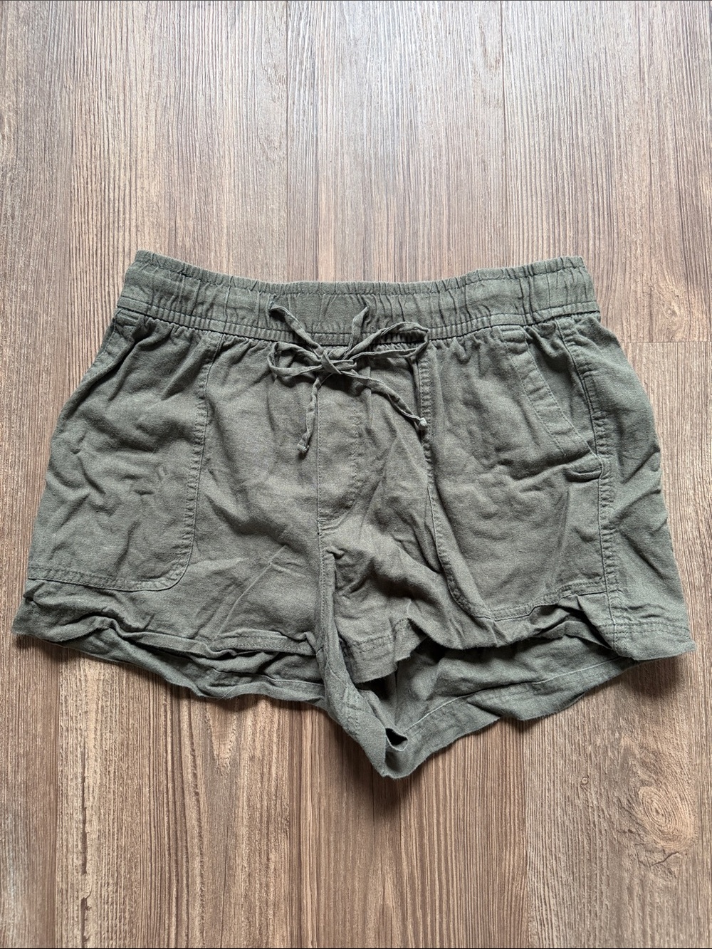 GAP Olive Drawstring Linen Shorts
